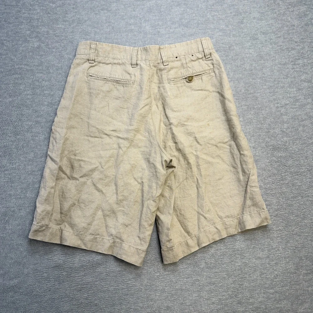 Y2K Banana Republic Shorts Mens 30 Khaki Beige Linen‎ Bermuda Chinos Beachy 10